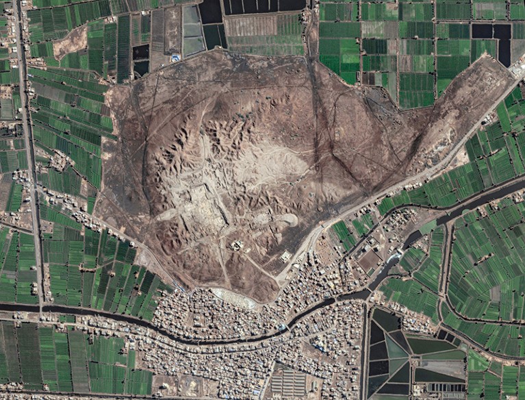 Satellite image of the archaeological site in Tanis, Egypt in 2019