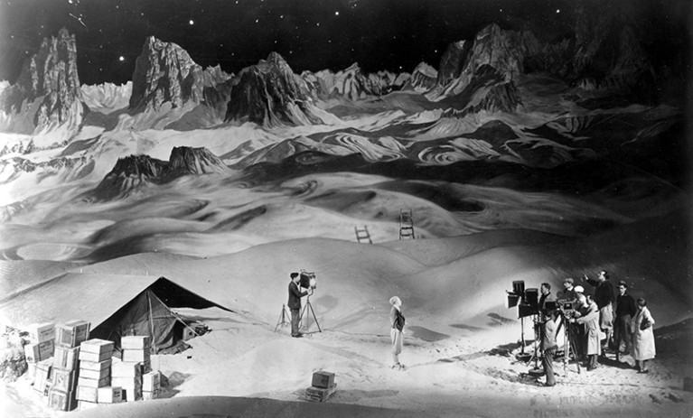 Woman in The Moon (aka Frau Im Mond) with director Fritz Lang on set, 1929