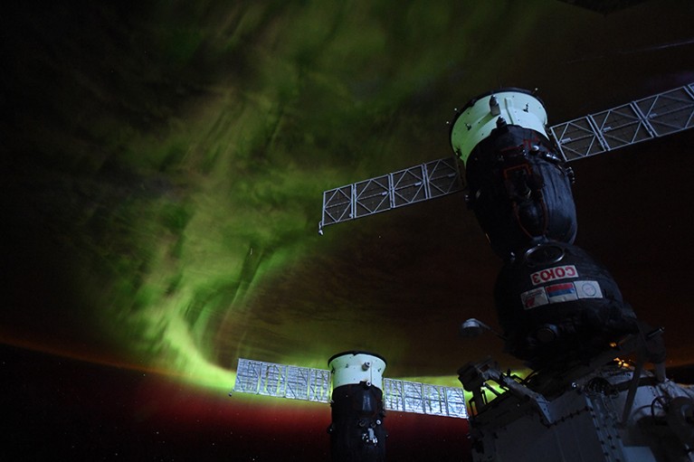 An aurora photographed from the International Space Station