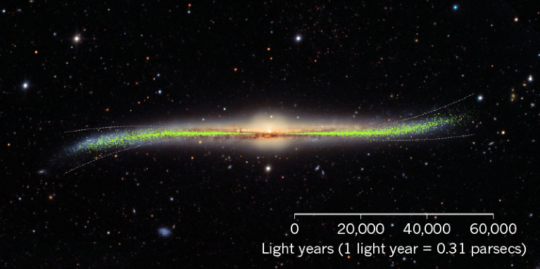 Warped galaxy with the distribution of the young stars