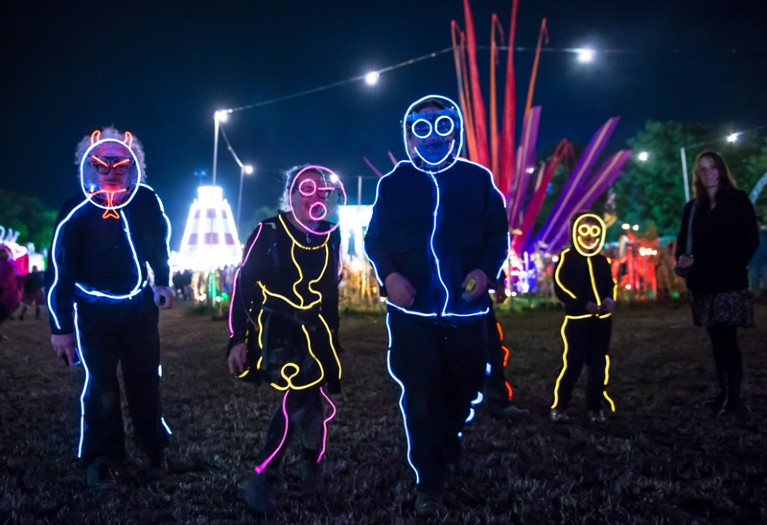 Attendees at the Glastonbury Festival.