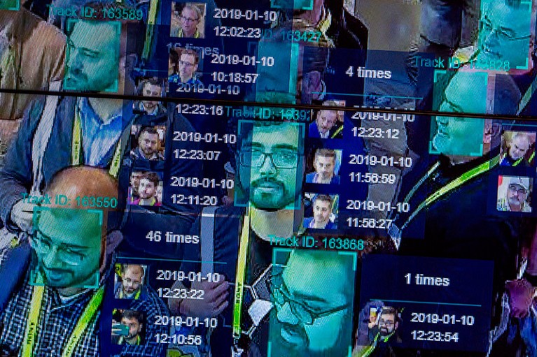 A live demonstration uses artificial intelligence and facial recognition during CES 2019 in Las Vegas