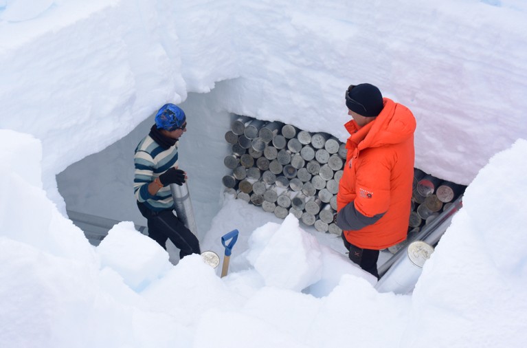 Ice core samples on Mount Huascaran