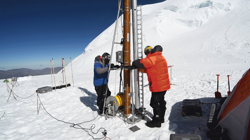 Drilling for ice cores on Mount Huascaran