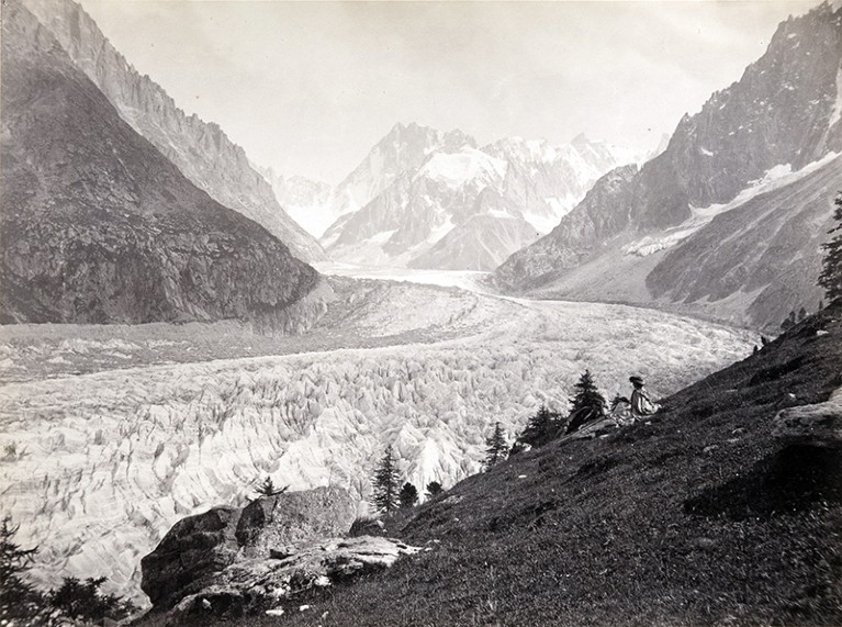 The Mer de Glace, in the French Alps, where John Tyndall and James David Forbes both made measurements on glacier motion.