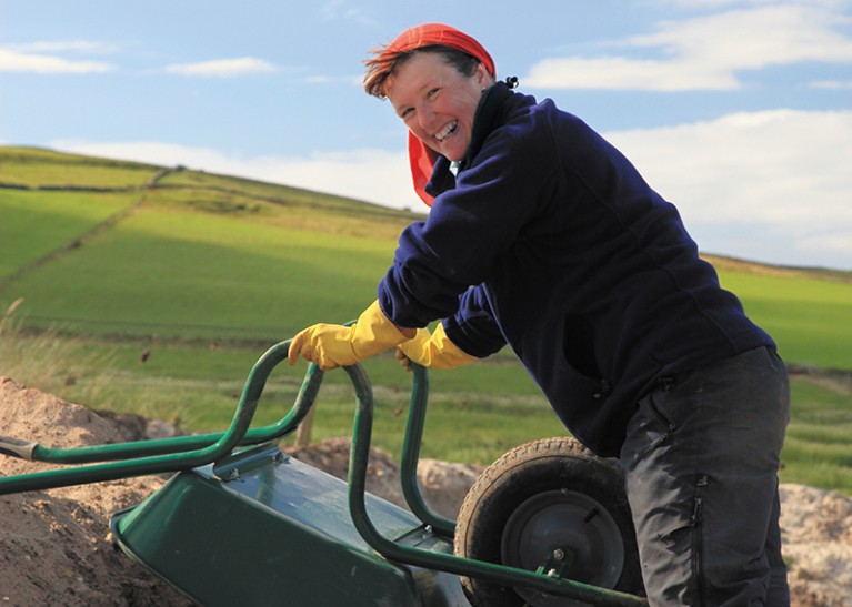 Kathleen Jamie at the Links of Noltland, in Westray, Orkney, Scotland