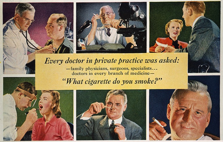 "What Cigarette Do You Smoke, Doctor?" advertisement for Camel cigarettes from an American magazine, c1950