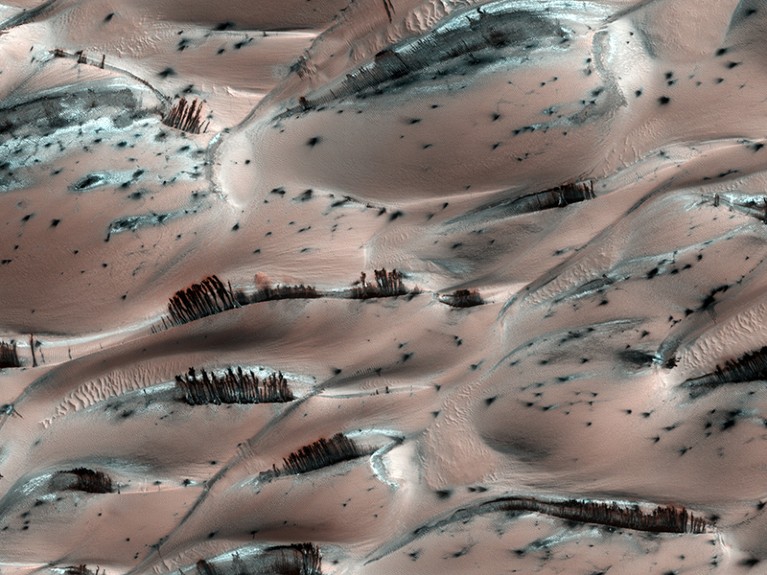 Sand dunes were photographed by the Mars Reconnaissance Orbiter