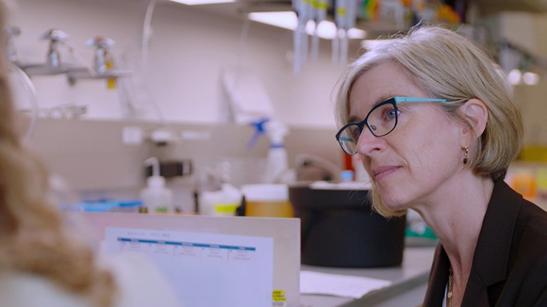 Jennifer Doudna in her lab at the Innovative Genomics Institute in Berkeley, California