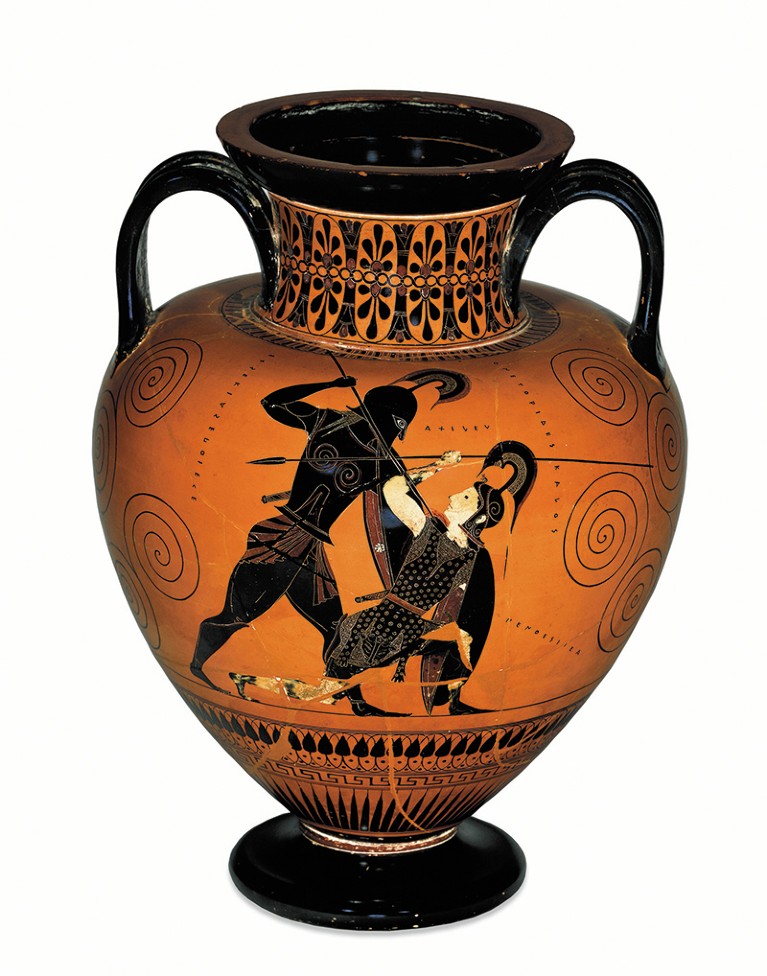 Achilles kills the Amazon queen Penthesilea, Athenian amphora, c.530BC, ceramic