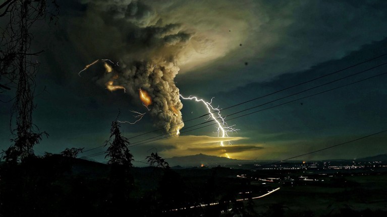 Taal volcano erupts, Philippines.