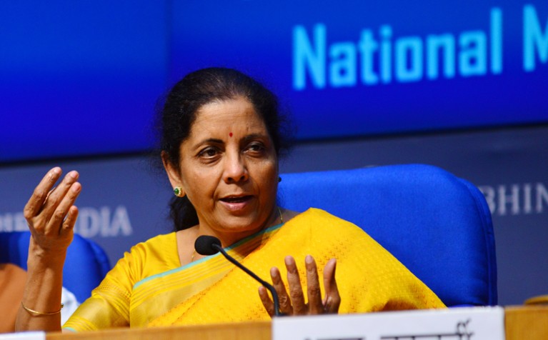 Union Finance Minister Nirmala Sitharaman during a press conference after presenting the Union Budget 2020-21, India