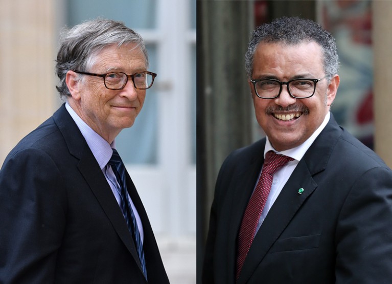 Composite image of Bill Gates and Tedros Adhanom Ghebreyesus