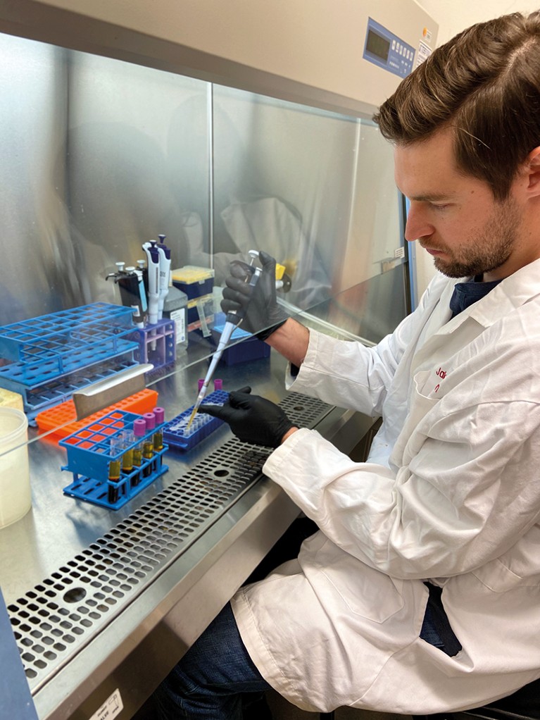 A researcher uses a pipette