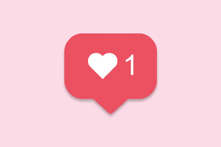 'Like' symbol for social media on a pink background