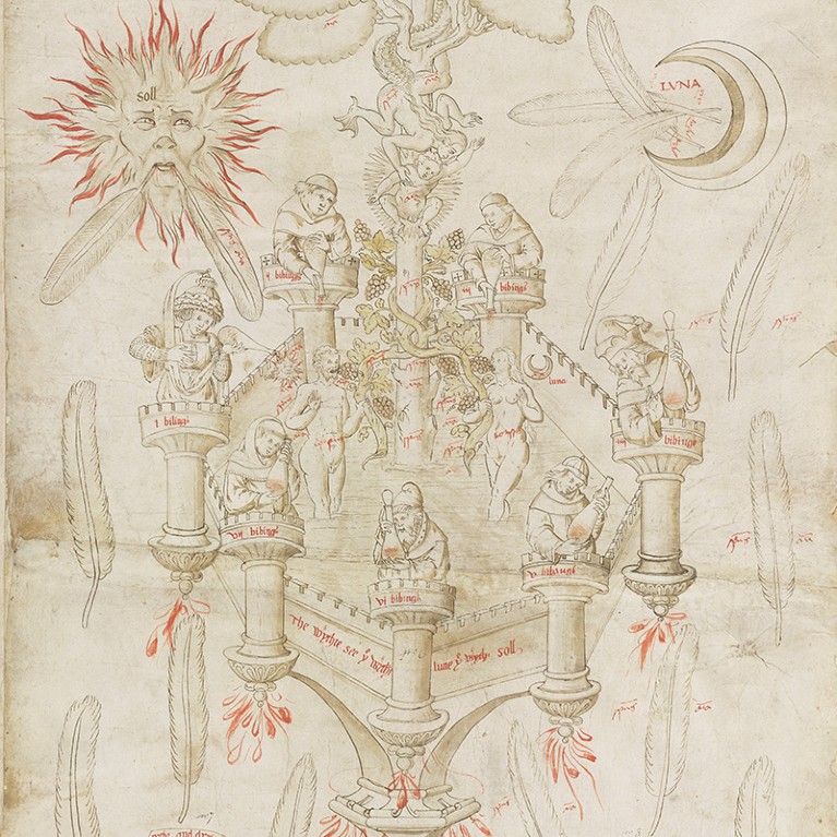 The chemical wedding reinvented as the Fall of Man, detail from a scroll