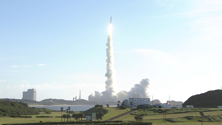 The United Arab Emirates’ Hope Probe lifts off from Tanegashima Space Center, Japan