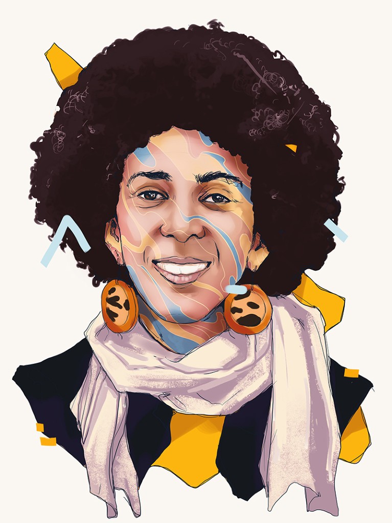 Illustrated portrait of Timnit Gebru