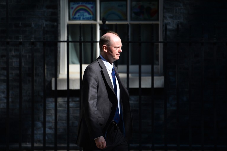 Chris Whitty leaving the daily Covid-19 meeting at No.10 Downing Street