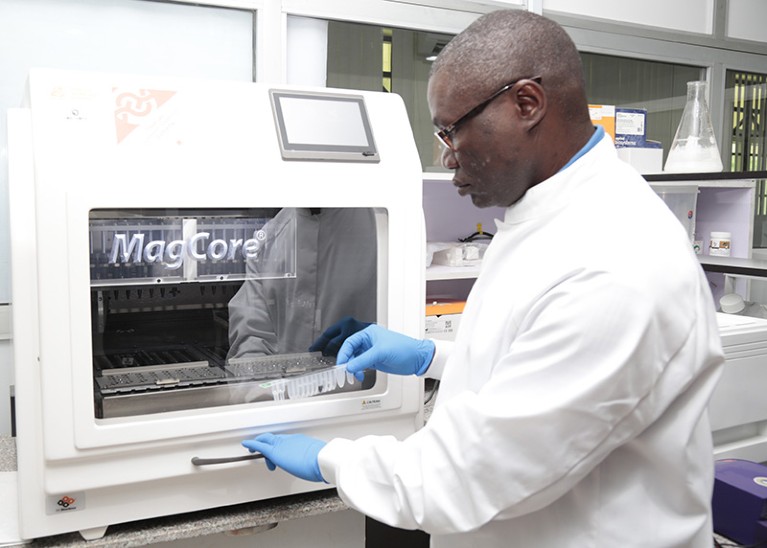 Genetic researcher at his lab in Nigeria