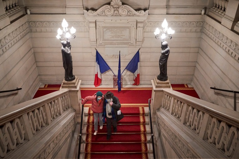 Parisians leave a vaccination centre