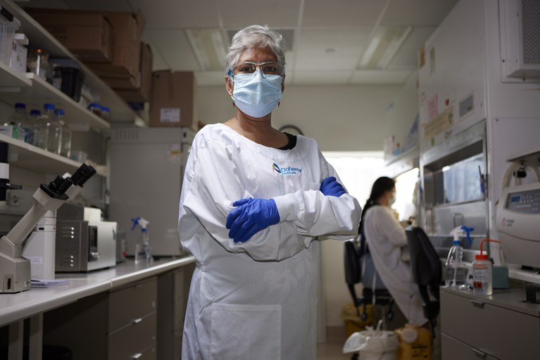 Kanta Subbarao in the lab she oversees at The Peter Doherty Institute for Infection and Immunity, Melbourne