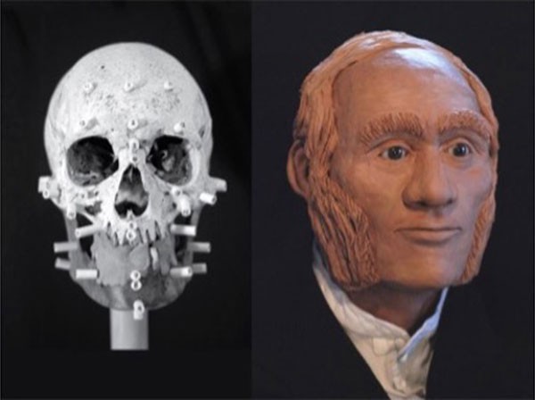 Facial reconstruction of individual identified through DNA analysis as John Gregory, HMS Erebus
