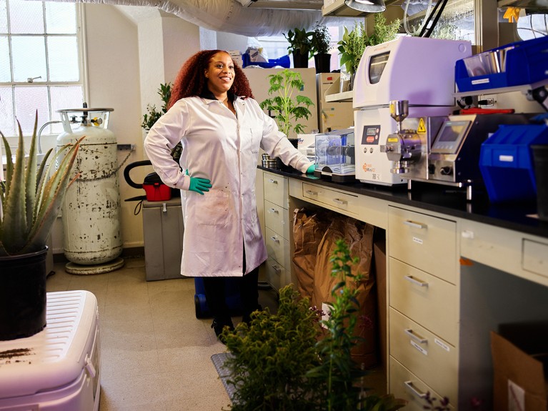 Kehinde Apara, a plant researcher, in her lab