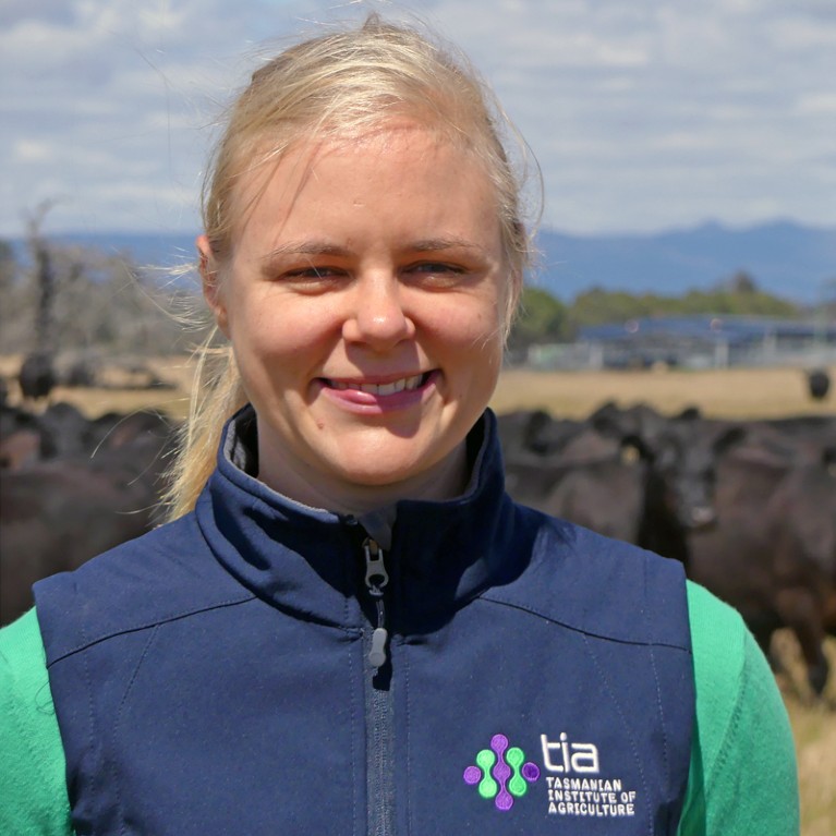 Beth Penrose, Lecturer in Pasture Science at the Tasmanian Institute of Agriculture at the Powranna Feedlot, Tasmania.
