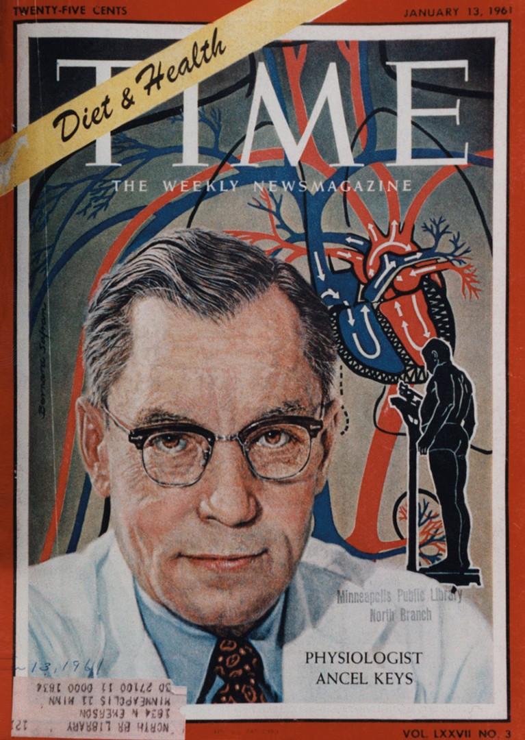 The front cover of Time featuring a portrait of Ancel Keys