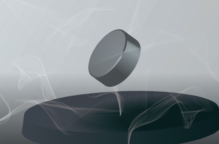 Illustration of a levitating superconductor