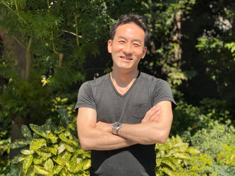 Seiji Takeda portrait taken in his garden at his home in Tokyo