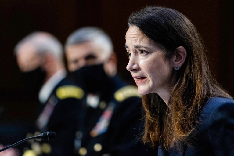 Avril Haines speaks during a Senate Select Committee on Intelligence hearing