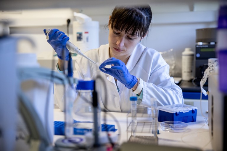 A biologist working in the laboratory