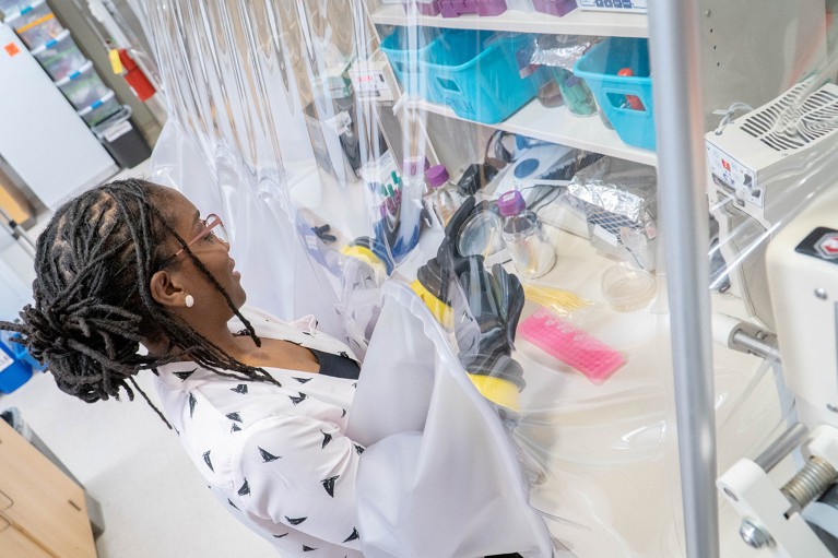 Paula Littlejohn in her lab at the University of British Columbia, Vancouver, Canada.