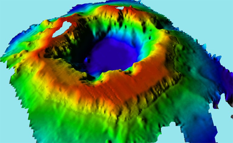 Researchers have mapped the mouth of the underwater Tongan volcano that erupted January 15, 2022.