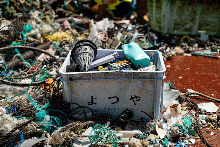 大太平洋垃圾带捕获的塑料样本。
