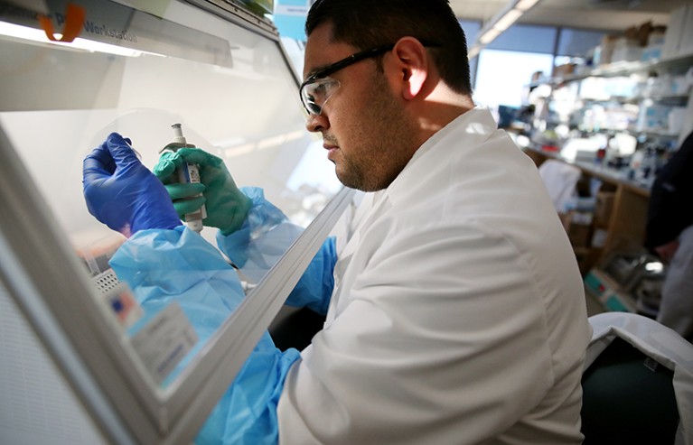 A research assistant prepares a test at in a laboratory