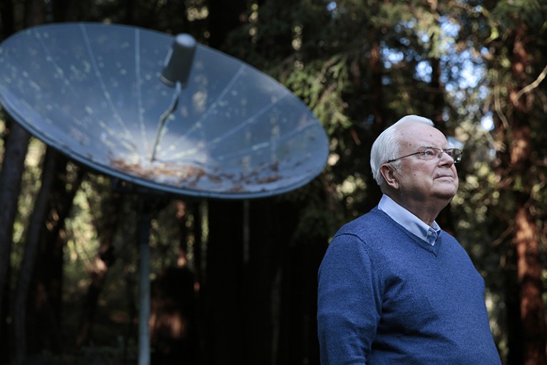 2015年2月27日，搜寻地外文明计划(SETI)的创始人弗兰克·德雷克在加州。
