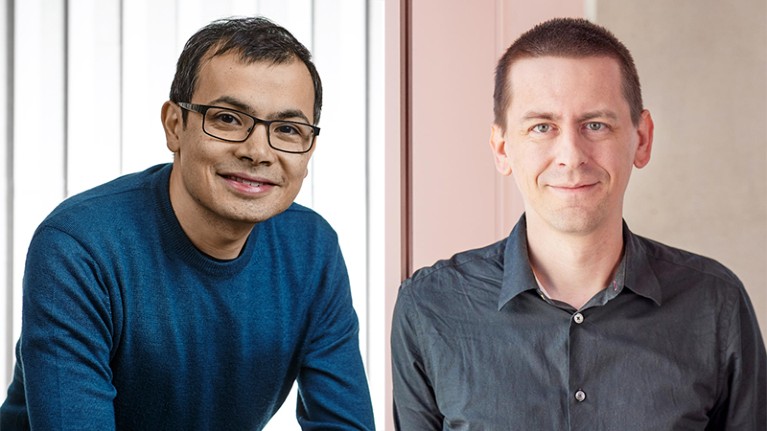 Demis Hassabis和John Jumper的肖像。