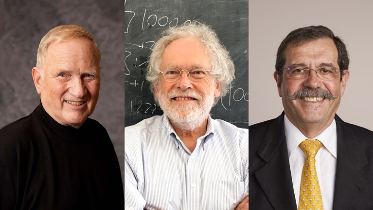 Portraits of John Clauser, Anton Zeilinger and Alain Aspect