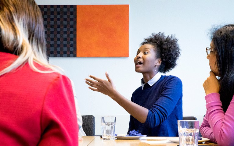 Rahma Elmahdi talking during the 2018 Imperial College London Black and Minority Ethnic staff network relaunch.