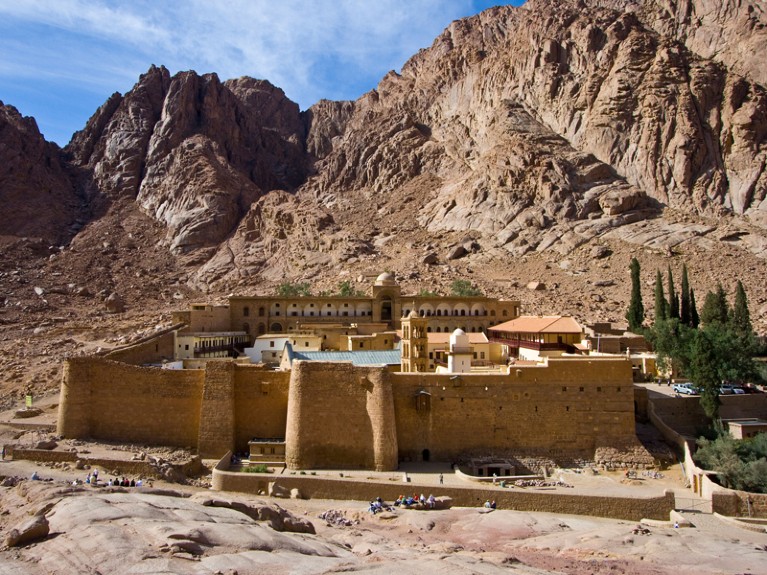 A fortified compound in a desert region.