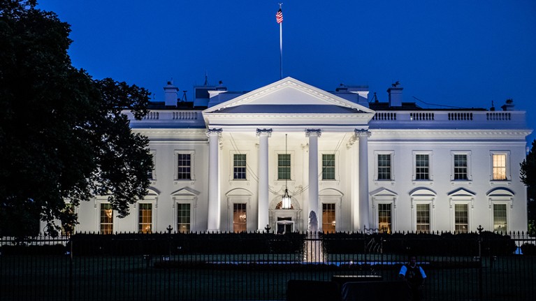 White House in Washington DC on a clear summer evening.