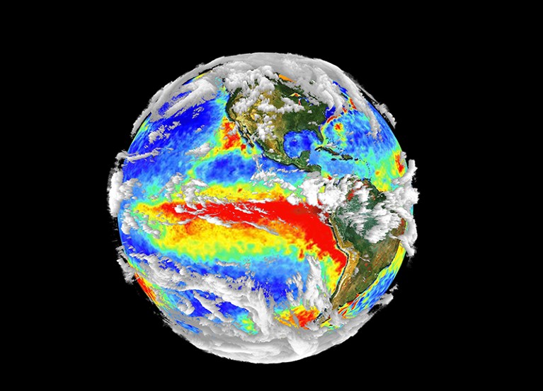 Image of Earth showing variations in temperature across the globe