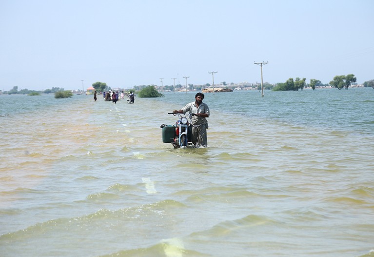 Flood victims are moving to a safer place from Jhangara and bajara village of Sehwan Sindh, Pakistan.