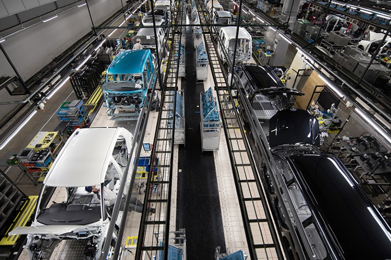Vehicles on the production line at the Daihatsu Motor Co. Kyoto plant in Oyamazaki, Kyoto Prefecture, Japan.