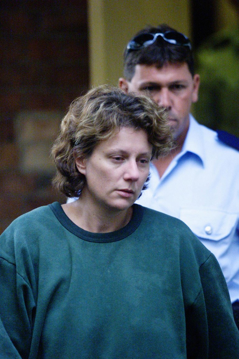 Kathleen Folbigg leaving Maitland Court after being refused bail, 22 March 2004.