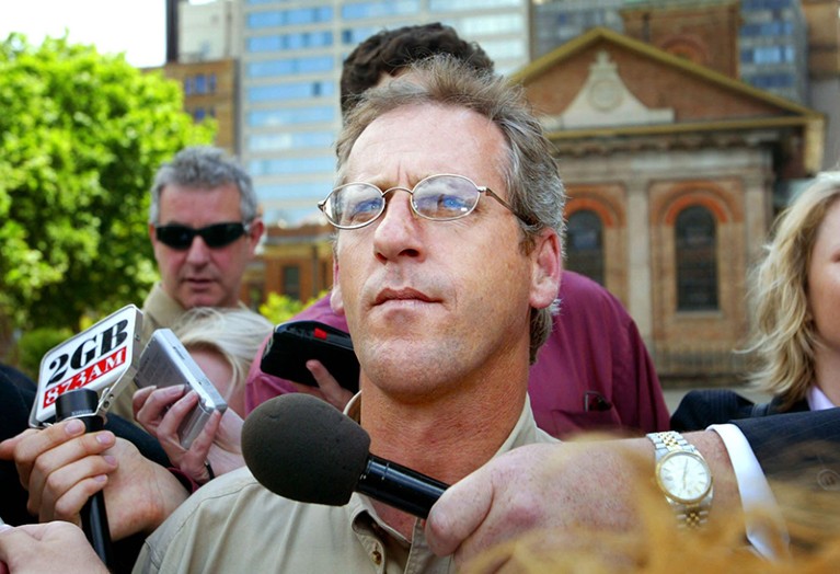 Craig Folbigg after leaving court where his wife Kathleen Folbigg was sentenced to 40 years in prison, 24 October 2003.