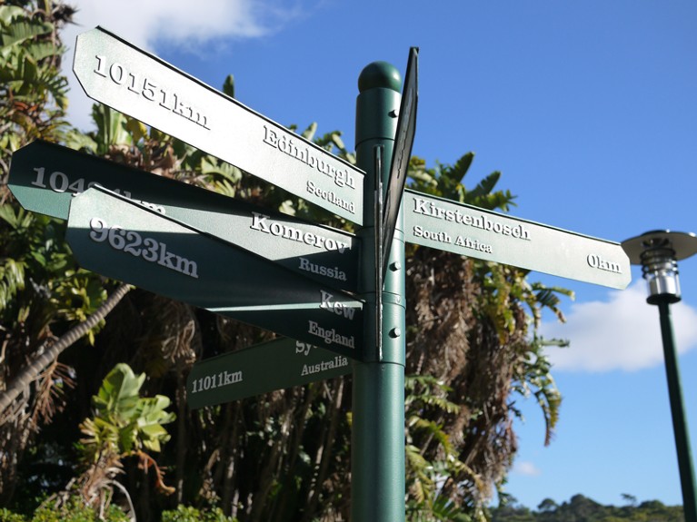 Kirstenbosch garden signpost.